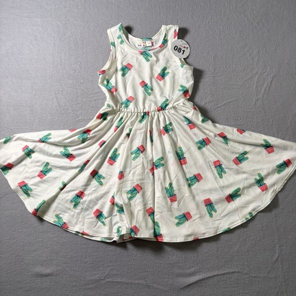Dot Dot Smile Girl Size 3/4 Twirl Dress Cactus Print Sleeveless Skater Dress NWT